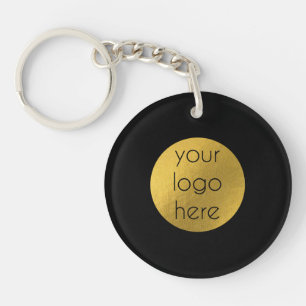 Business Logo Black Keychain Template