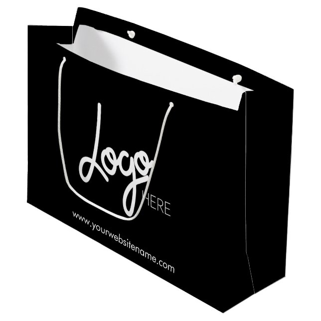 Business Logo Black Large Gift Bag (Front Angled)