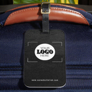 Business logo black leather promotional gift luggage tag