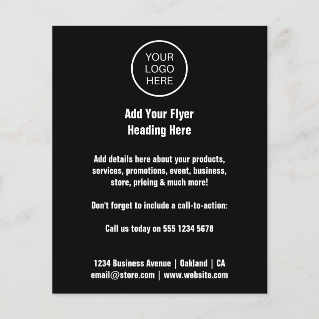Business Logo | Black Minimalist Promotional Flyer (Front)
