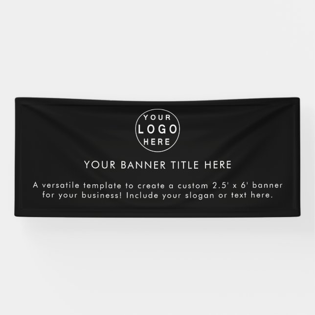 Business Logo | Black Modern Advertising 6' Banner (Horizontal)