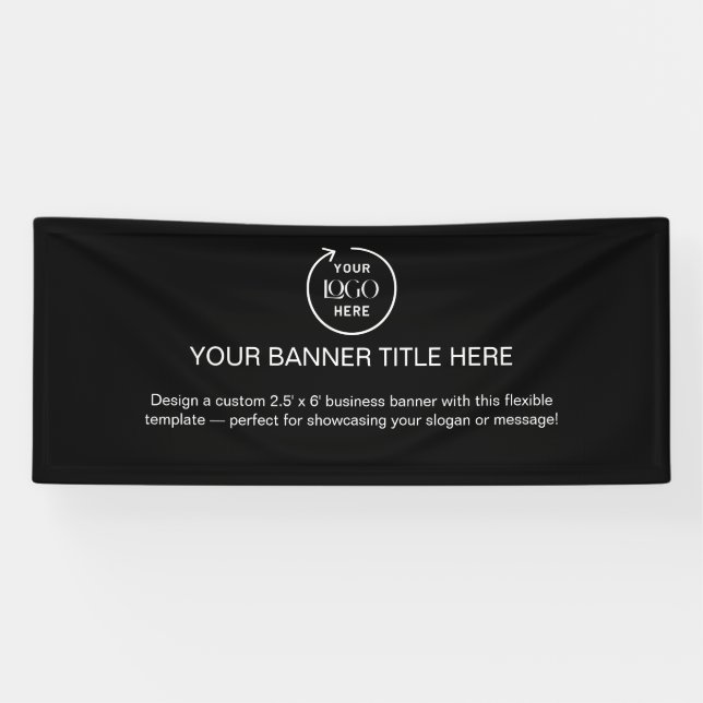 Business Logo | Black Modern Advertising 6'  Banner (Horizontal)