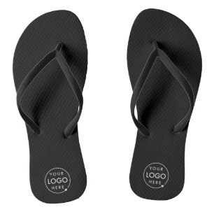 Business Logo Black Modern Employee Promotional Flip Flops