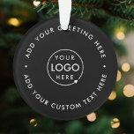 Business Logo | Black Modern Minimalist Christmas Ornament<br><div class="desc">Simple,  stylish custom black business logo round christmas ornament in a modern minimalist style. You can easily add your company logo and custom text (eg. happy holidays or merry christmas) for the perfect holiday promotional favor with a corporate professional feel. #logo #business #christmas #ornament</div>