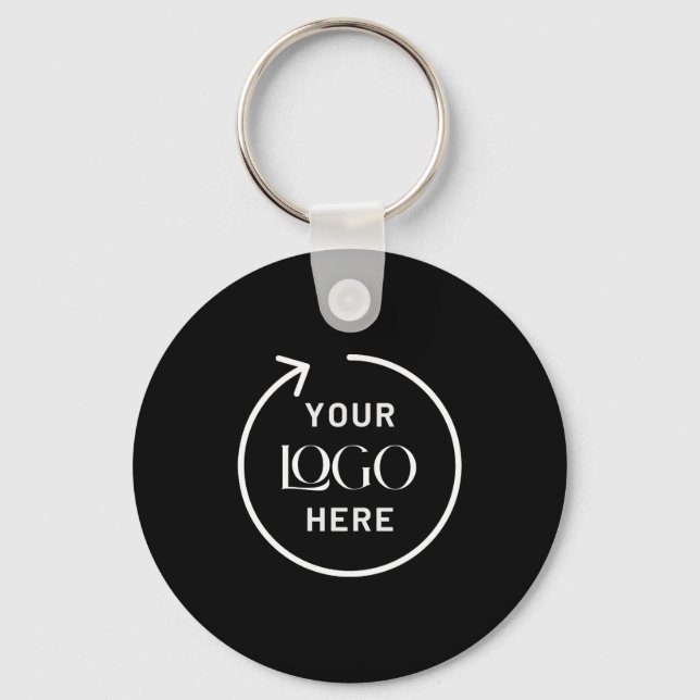 Business Logo Black | Modern Minimalist Key Ring (Front)
