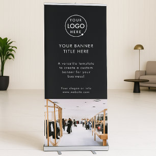 Business Logo Black Modern Photo Retractable Banner