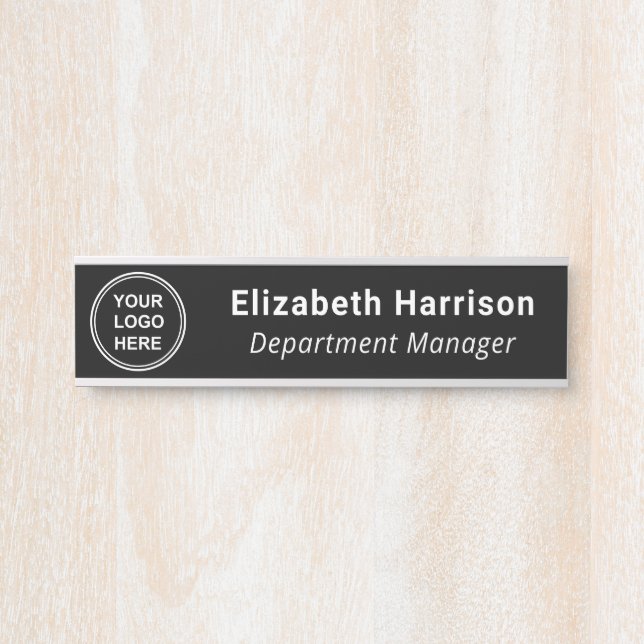 Business Logo Black Name Door Sign (Front)