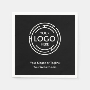 Business Logo Black Napkin