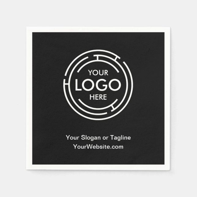 Business Logo Black Napkin (Front)
