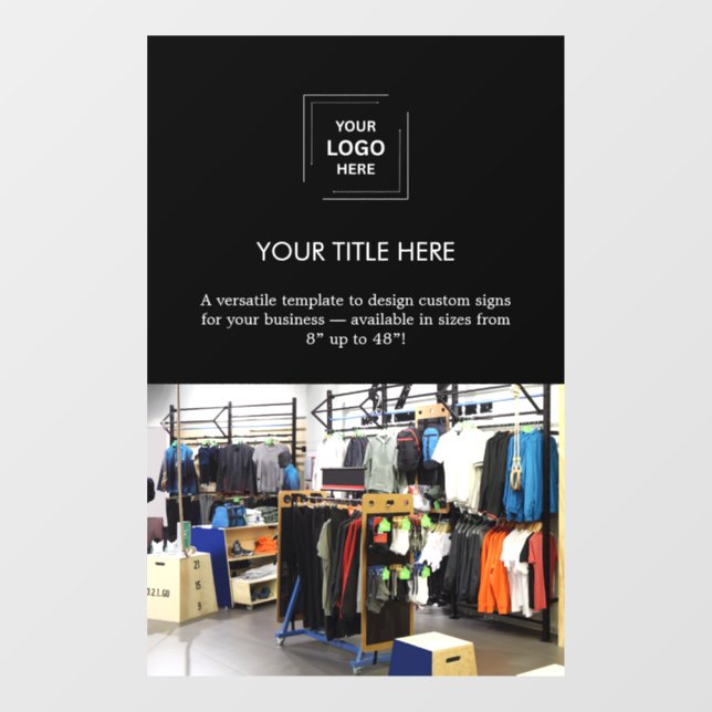 Business Logo | Black Professional Photo  Window Cling (Sheet)