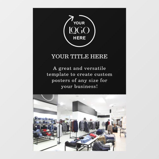 Business Logo Black Professional Promotional Photo Window Cling (Sheet)