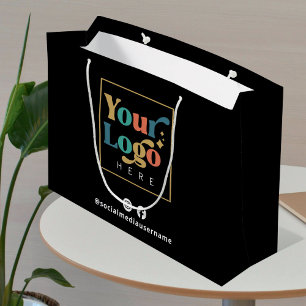 Business Logo Black Promotional Paper Large Gift Bag