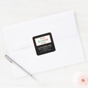 Business Logo Black Square Return Address Labels