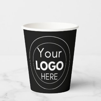 Business Logo Black Stylish Modern Professional  Paper Cups