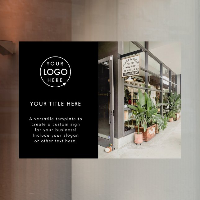 Business Logo | Black Stylish Promotional Photo Window Cling (Creator Uploaded)