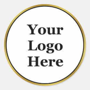 Business Logo Black White and Gold Template Classic Round Sticker
