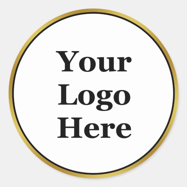 Business Logo Black White and Gold Template Classic Round Sticker (Front)