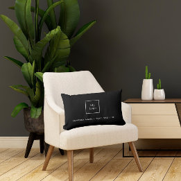 Business logo black white elegant  lumbar cushion