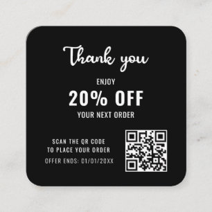 Business Logo Black White Modern QR Code Loyalty Discount Card