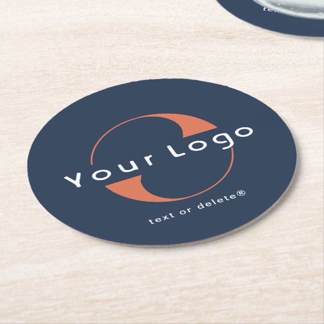 Business logo, Blue Company brand Promotional  Round Paper Coaster (Angled)
