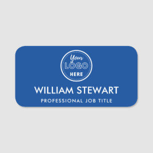 Business Logo Blue Employee Staff Name Tag