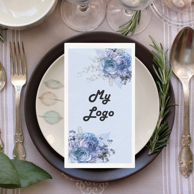 Business logo blue florals napkin (Creator Uploaded)