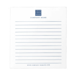 Business Logo Blue Lined Company Promotional Notepad