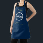 Business Logo Blush Navy Blu Employee Staff Name Apron<br><div class="desc">Business Logo Blush Navy Blue and Gold Employee Staff Name
A simple blush Navy Blue custom business template in a modern minimalist style which can be easily updated with your company logo and text. 

business, logo, blush, Navy Blue, employee, staff, name, server, company logo, Navy Blue logo</div>