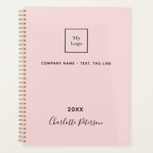 Business logo blush pink elegant monogram 2025 planner