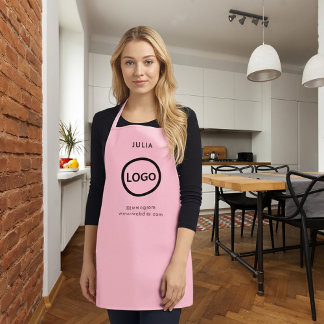 Business Logo Blush Pink Employee Staff Name Apr Apron