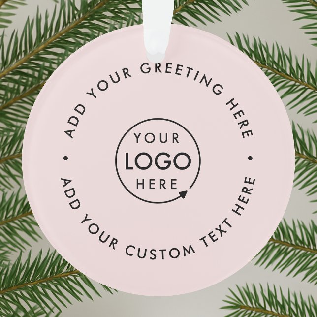 Business Logo | Blush Pink Modern Christmas Ornament (Creator Uploaded)