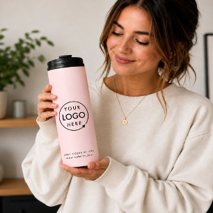 Business Logo   Blush Pink Modern Minimalist Thermal Tumbler