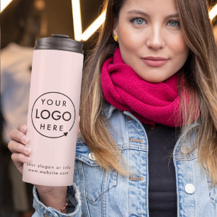 Business Logo Blush Pink Modern Minimalist Thermal Tumbler