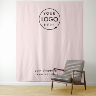 Business Logo   Blush Pink Photo Backdrop  Tapestry