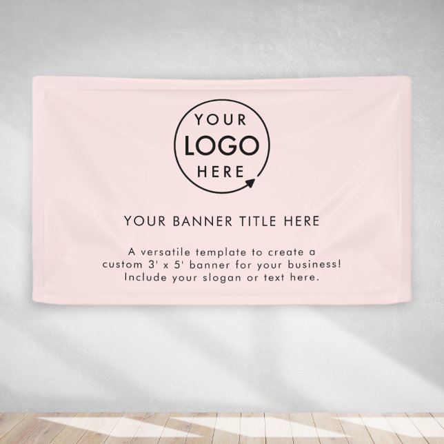 Business Logo | Blush Pink Professional 5' Banner (Creator Uploaded)
