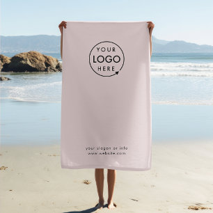 Business Logo Blush Pink Professional Modern Beach Towel