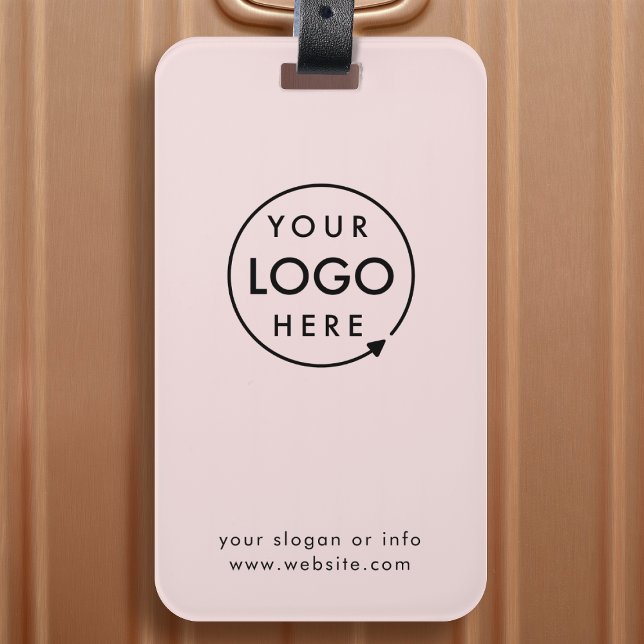 Business Logo | Blush Pink Promotional Travel Luggage Tag (Creator Uploaded)