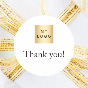 Business logo brand colour thank you classic round sticker