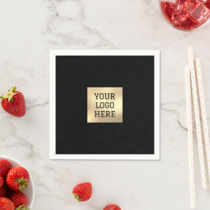 Business Logo Branded Company Promotional Black Napkin