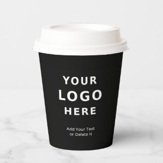 Business Logo Branded Modern Black Front and Back Paper Cups