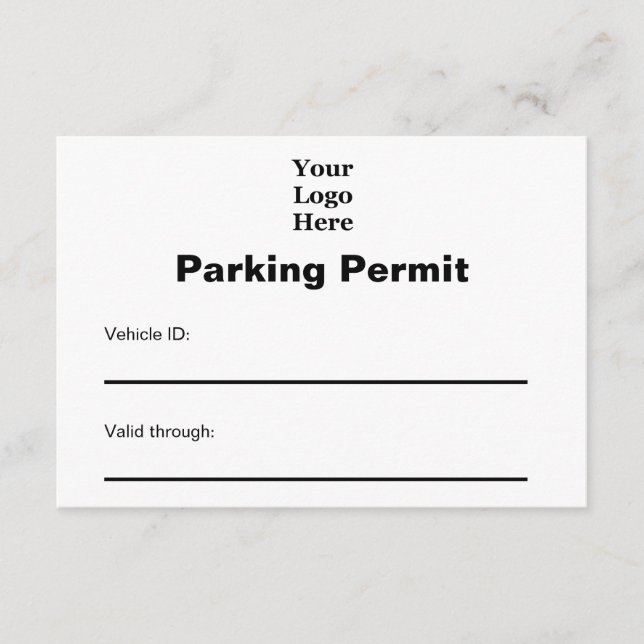 Business Logo Branded Parking Permit Card (Front)