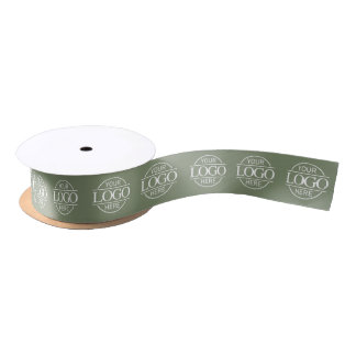 Business Logo Branded Professional Custom Green Satin Ribbon