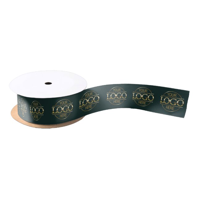 Business Logo Branded Professional Custom Green Satin Ribbon (Spool)