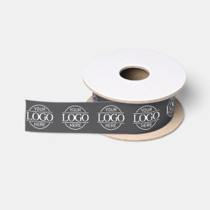 Business Logo Branded Professional Custom Grey Satin Ribbon