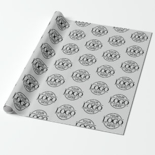 Business Logo Branded Promotional Light Grey Wrapping Paper