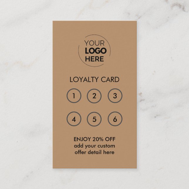 Business Logo | Brown Professional Company Loyalty Card (Front)