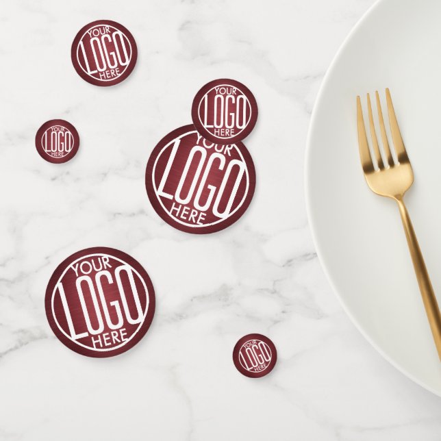 Business Logo Brushed Burgundy Company Party Table Confetti (Group)