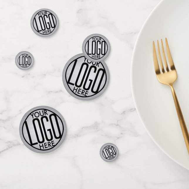 Business Logo Brushed Grey Company Party Table Confetti (Group)