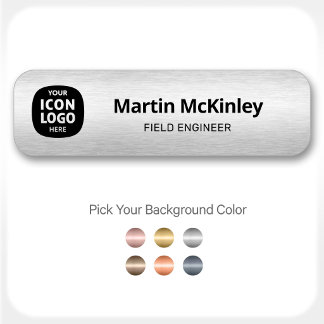 Business Logo Brushed Silver Professional ID  Name Tag