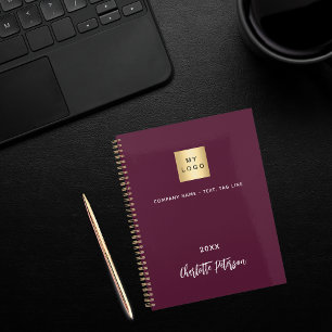 Business logo burgundy elegant 2026 planner